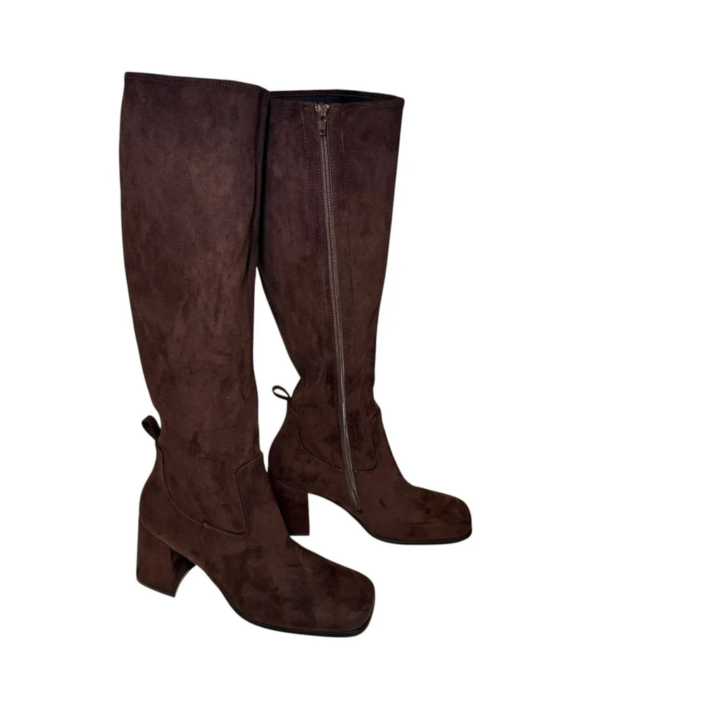 Jeffrey Cambell Hot Lava -K2 Knee-high stretch boot, Brown Faux Suede Size 8 NEW